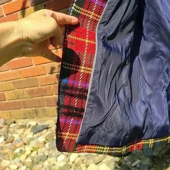 Blazer j crew Tartan Blazer  In Black Red Multi Plaid Pattern Christmas style  s - Picture 10 of 17